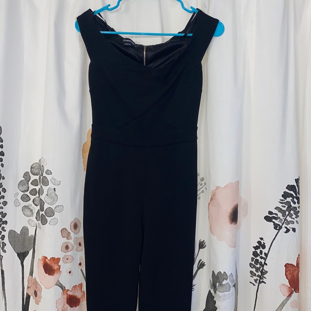 BEBE black off the shoulder jumpsuit